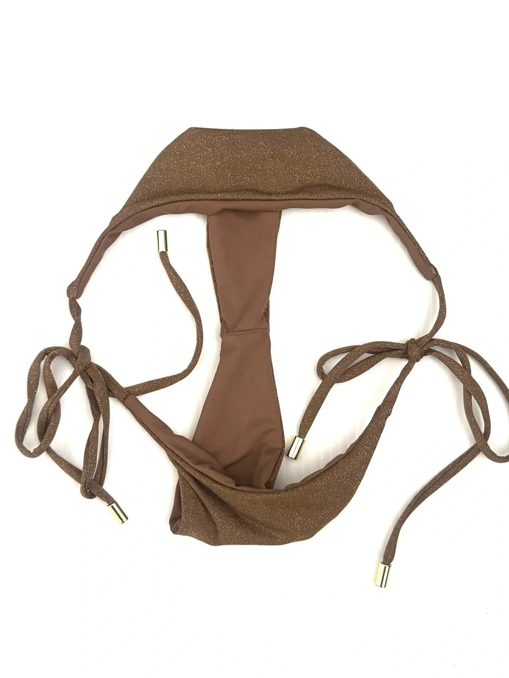 MONDAY Swimwear Shimmery Metallic Bronze Two Piece Bikini Set Size S/M